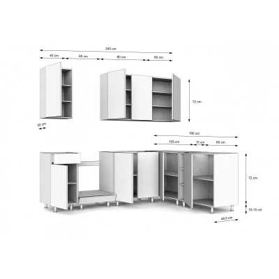 Rohová kuchynská linka 240x180 cm TAMPURI - čierna / dub evoke