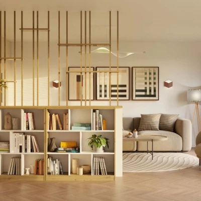 Policový regál AIVO - dub artisan / biely