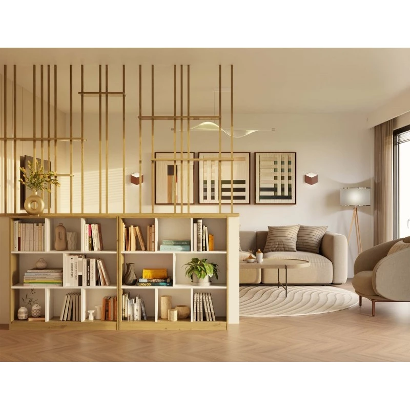 Policový regál AIVO - dub artisan / biely