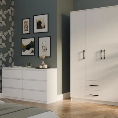 Šatníková skriňa so šuplíkmi 120 cm RAGNAR - biela