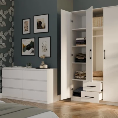 Šatníková skriňa so šuplíkmi 120 cm RAGNAR - biela