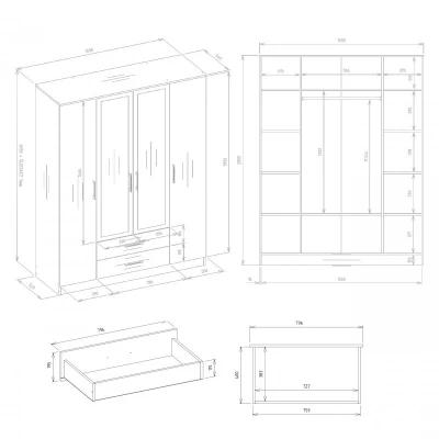 Šatníková skriňa so šuplíkmi 160 cm RAGNAR - kašmír