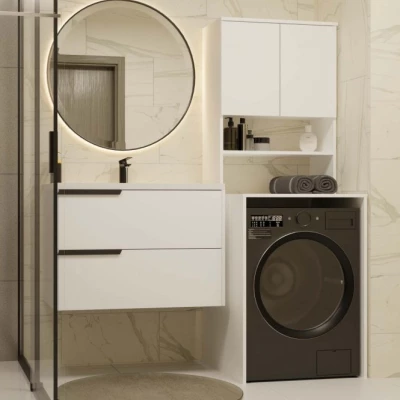 Kúpeľňová skrinka nad práčku MARGO - biela