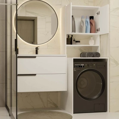 Kúpeľňová skrinka nad práčku MARGO - biela