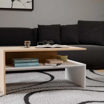 Konferenčný stolík GUIREN - dub artisan / biely