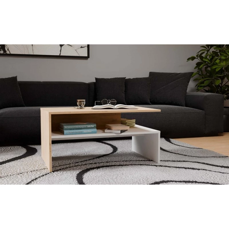 Konferenčný stolík GUIREN - dub artisan / biely