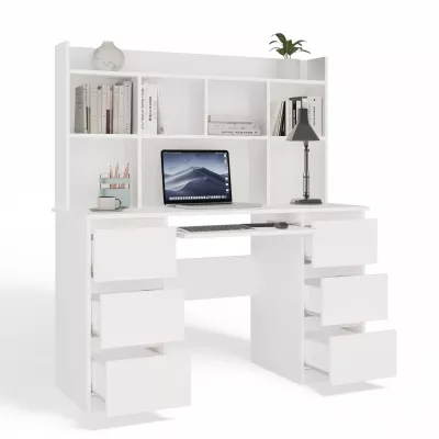 Písací stôl s nadstavcom HOLLOW - biely