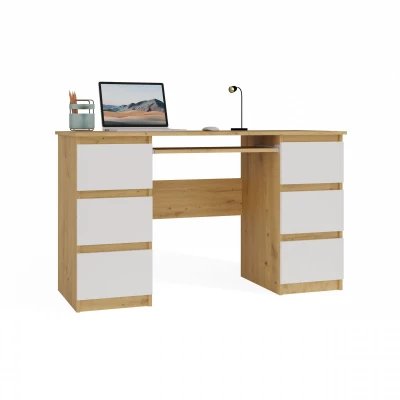 Počítačový stôl HOLLOW - dub artisan / biely