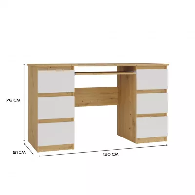 Počítačový stôl HOLLOW - dub artisan / biely