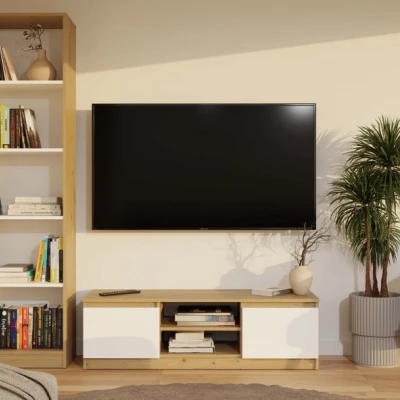 Stolík pod televízor SABA 1 - dub artisan / biely