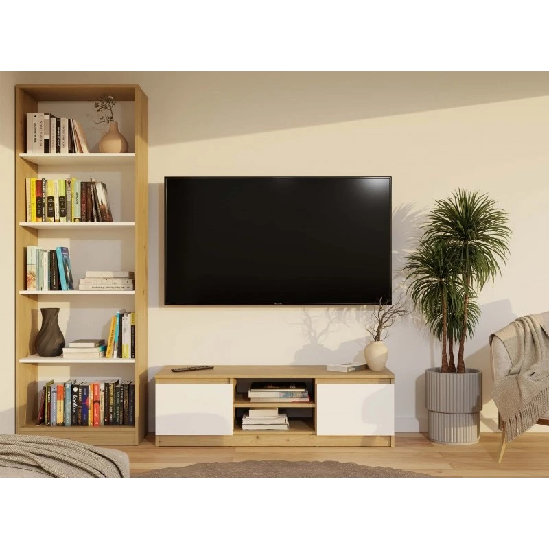 Stolík pod televízor SABA 1 - dub artisan / biely