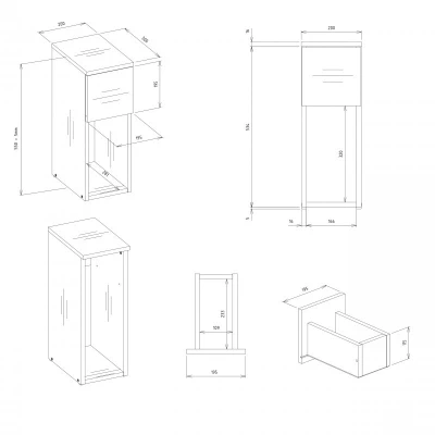 Nočný stolík FALKVILE 1 - antracit / dub artisan