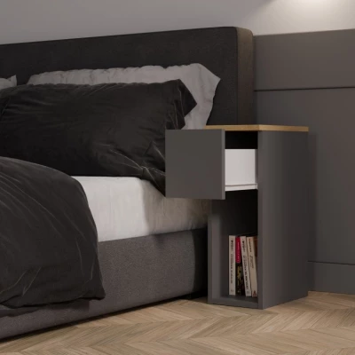 Nočný stolík FALKVILE 1 - antracit / dub artisan