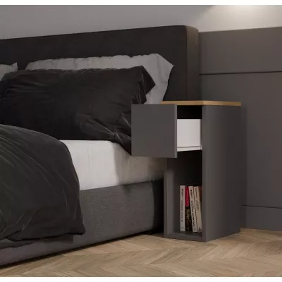 Nočný stolík FALKVILE 1 - antracit / dub artisan