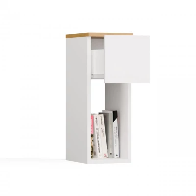 Nočný stolík FALKVILE 1 - biely / dub artisan