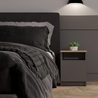 Nočný stolík FALKVILE 2 - antracit / dub artisan