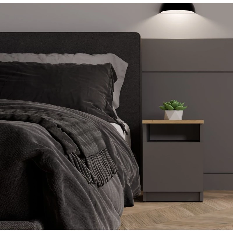 Nočný stolík FALKVILE 2 - antracit / dub artisan