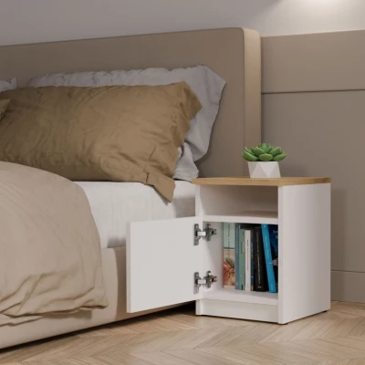 Nočný stolík FALKVILE 2 - biely / dub artisan