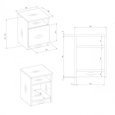 Nočný stolík FALKVILE 2 - biely / dub artisan