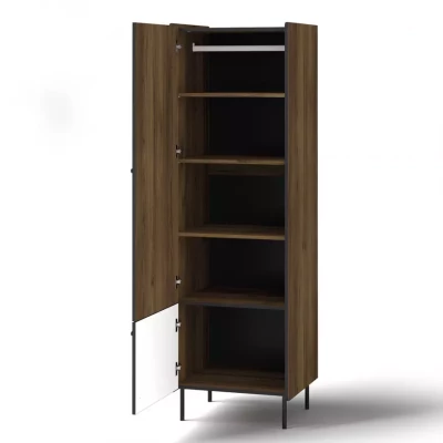 Policová šatníková skriňa 59 cm ASHEBORO - orech / čierna