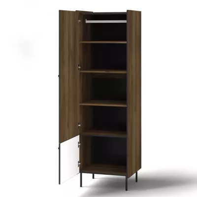 Policová šatníková skriňa 59 cm ASHEBORO - orech / čierna