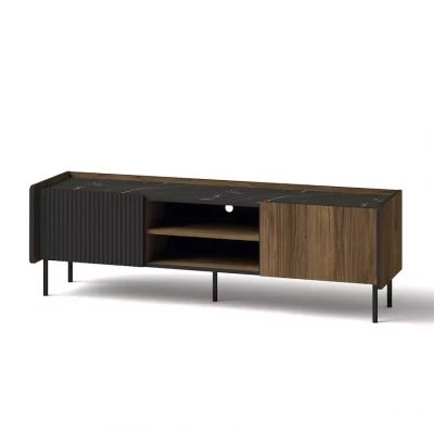 TV stolík ASHEBORO - orech / san sebastian / čierny