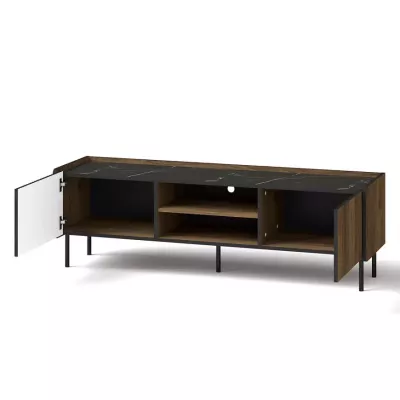 TV stolík ASHEBORO - orech / san sebastian / čierny