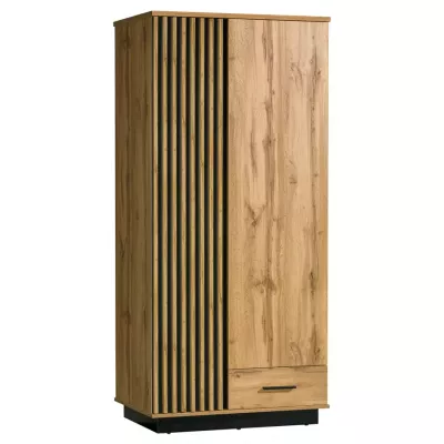 Šatníková skriňa 90 cm CATAWBA - dub wotan / čierna