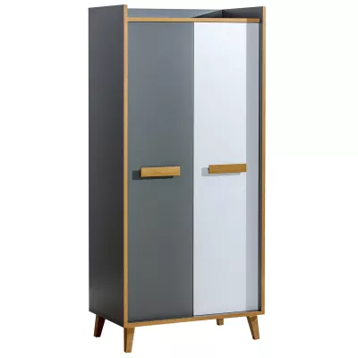 Šatníková skriňa 90 cm DOBSON - dub riviéra / biela / antracit