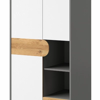 Šatníková skriňa 80 cm EDENTON so šuplíkmi - dub nash / grafit / biela