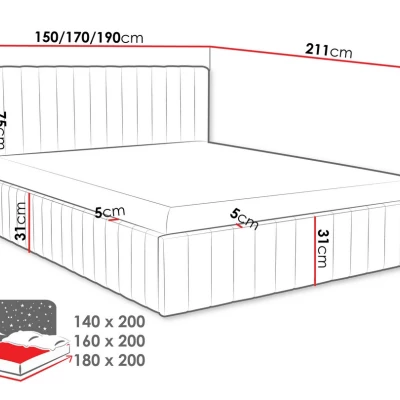 Manželská posteľ s úložným priestorom 140x200 ONANCOK 1 - šedá