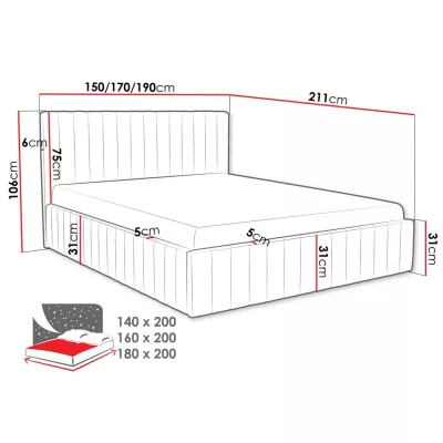 Manželská posteľ s úložným priestorom 140x200 ONANCOK 1 - špinavá ružová