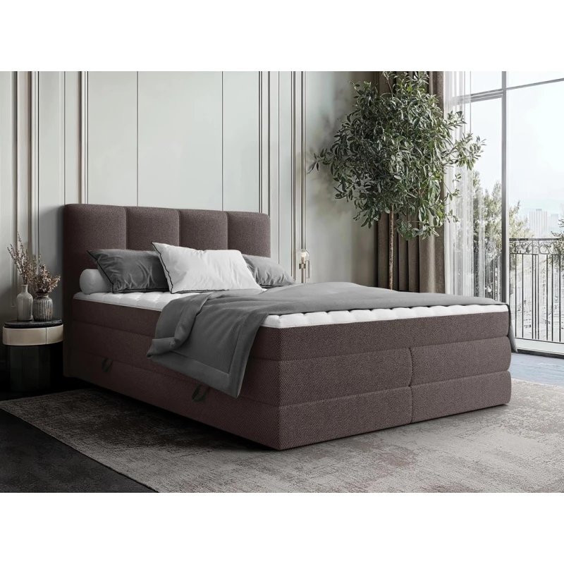 Boxspringová manželská posteľ 180x200 PULASKI - čokoládová