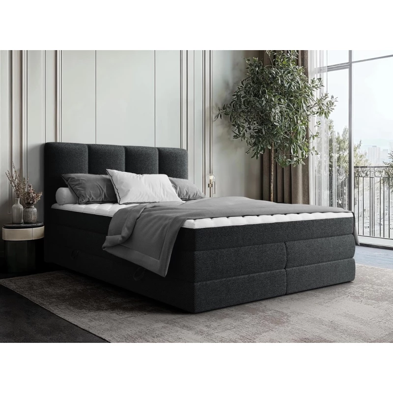 Boxspringová manželská posteľ 160x200 PULASKI - čierna