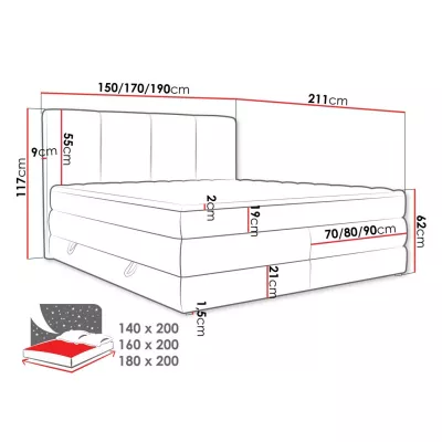 Boxspringová manželská posteľ 140x200 PULASKI - béžová