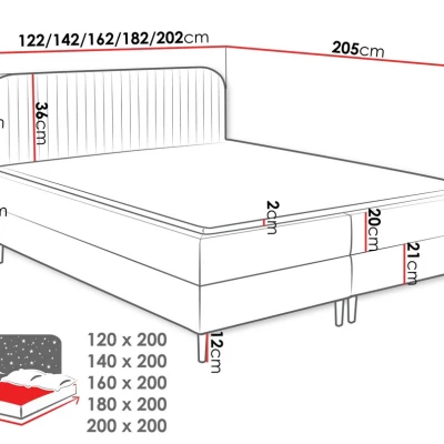 Kontinentálna manželská posteľ 140x200 NEWSOMS 1 - šedá + topper ZDARMA