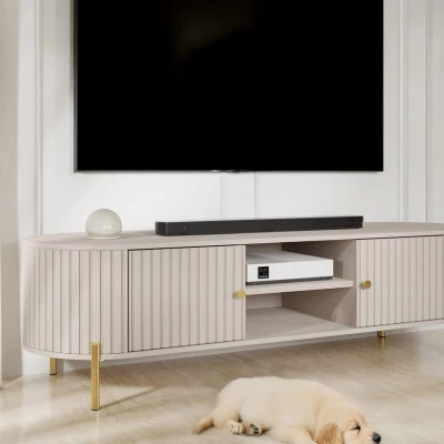 Široký TV stolík TAZEVEL - pieskový béžový