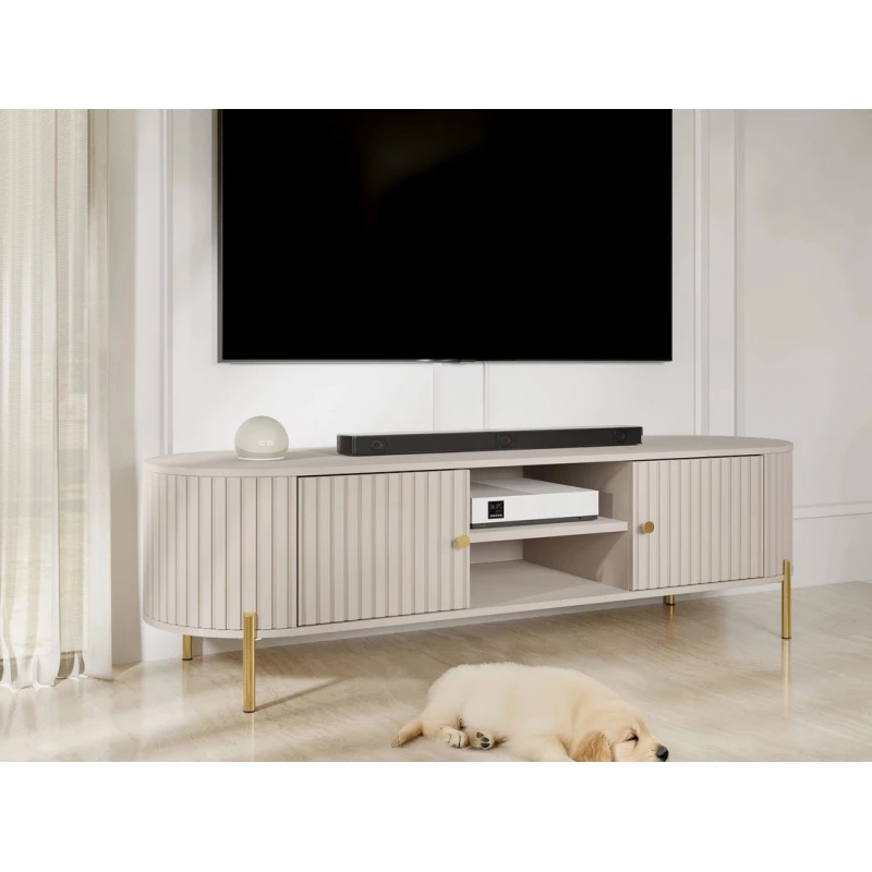 Široký TV stolík TAZEVEL - pieskový béžový