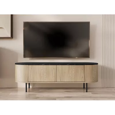 TV stolík TANGIER - dub cremona / čierny mramor / čierny