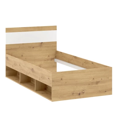 Jednolôžková posteľ 90x200 ADIRA - dub artisan / biela
