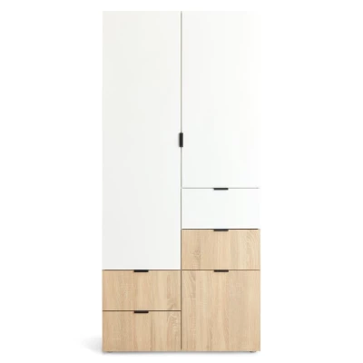 Kombinovaná šatníková skriňa 90 cm ZARA - biela / dub