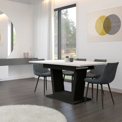 Rozkladací jedálenský stôl 160(200)x60 ZANDER - biely / čierny