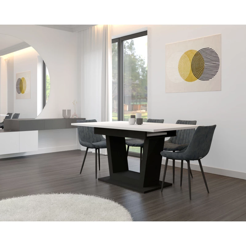 Rozkladací jedálenský stôl 160(200)x60 ZANDER - biely / čierny