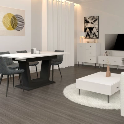 Rozkladací jedálenský stôl 160(200)x60 ZANDER - biely / čierny