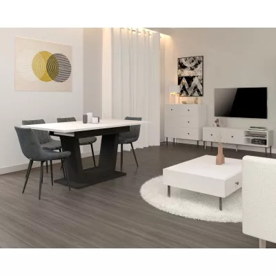 Rozkladací jedálenský stôl 160(200)x60 ZANDER - biely / čierny