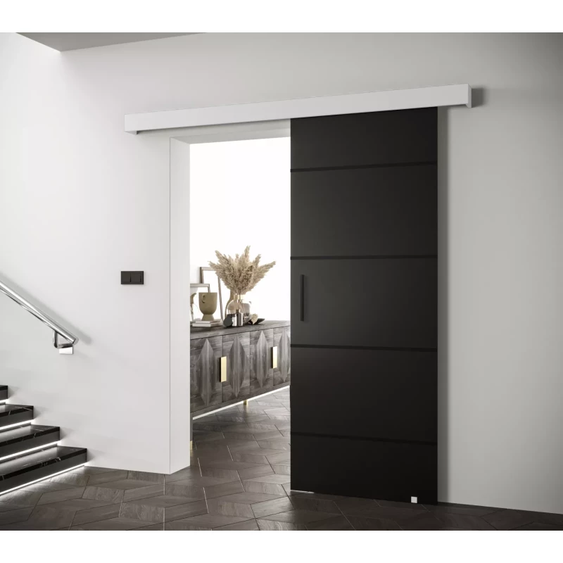 Posuvné dvere s čiernym úchytom SALOME 4 - 70 cm, čierne / biele