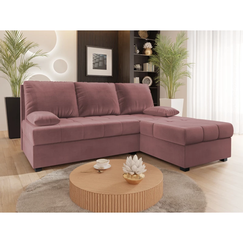 Rozkladacia rohová sedačka NARCIA - ružová