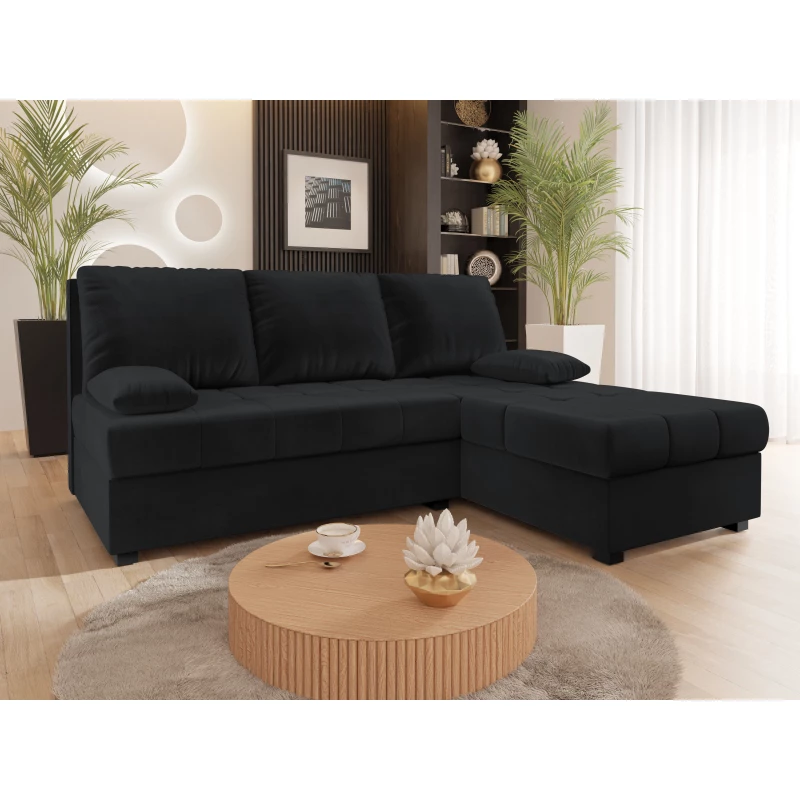 Rozkladacia rohová sedačka NARCIA - čierna