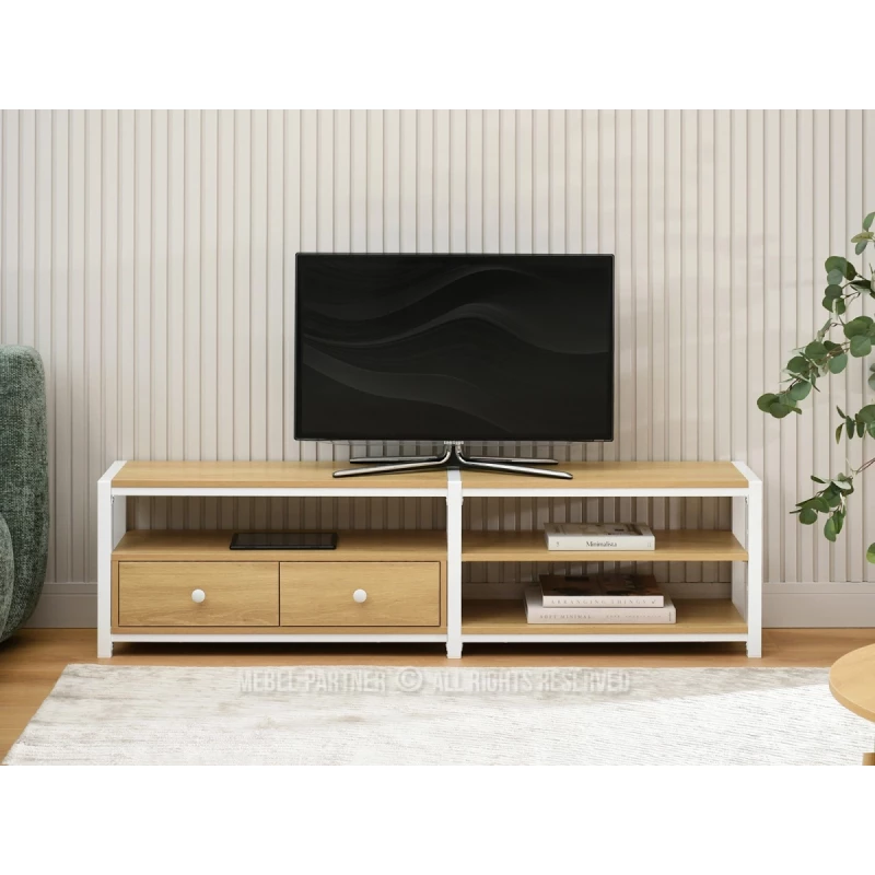 Televízny stolík ROMER - dub / biely
