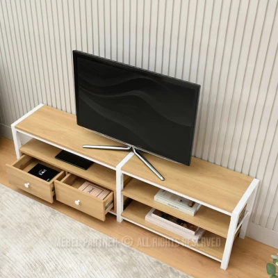Televízny stolík ROMER - dub / biely